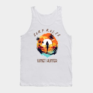 Sunset Hunter, surf rules, v2 Tank Top